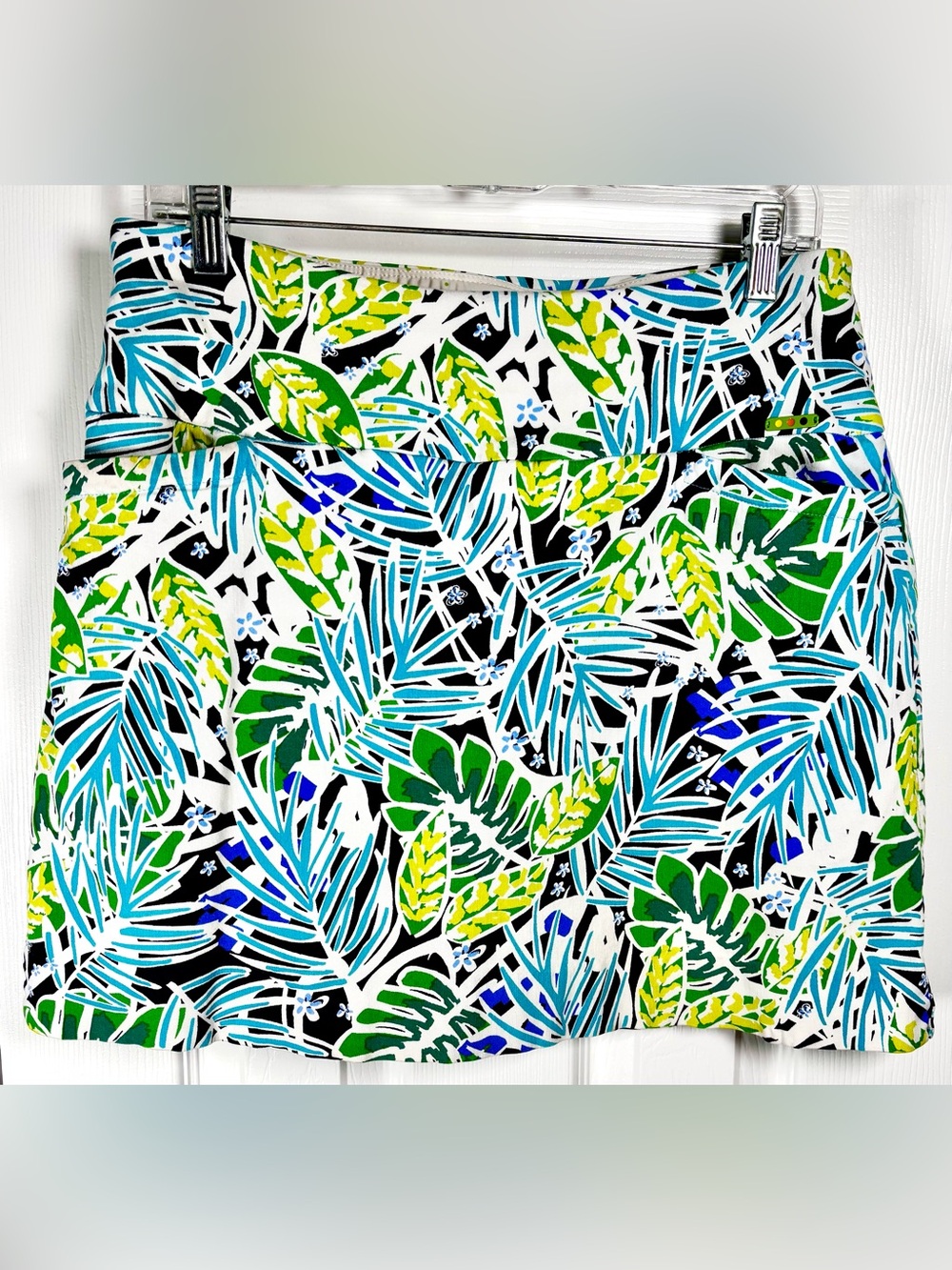 Swing Control Womens Golf Skort Size 12 Green Plant Print Stretch Lined Mini